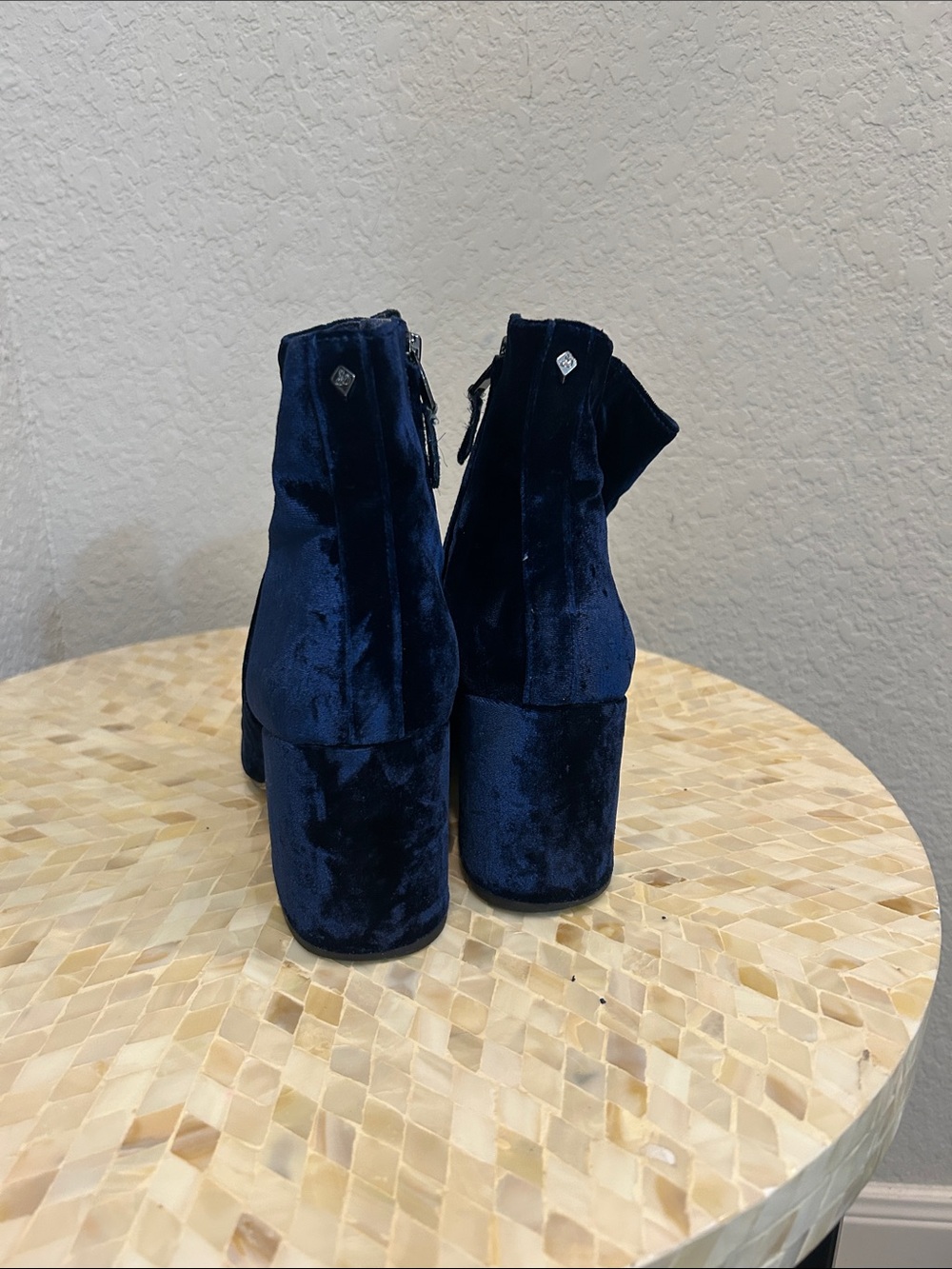 Sam Edelman Navy Velvet Block Heel Ankle Boots size 9 - Picture 4 of 9